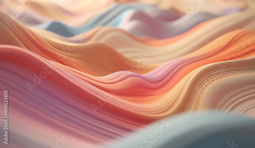 AI Generated: Ethereal Characters in Surreal Lush Landscape. Cream Style with Undulating Lines. Dreamlike Matte Photo with Vibrant Gradient Colors. Generative AI.