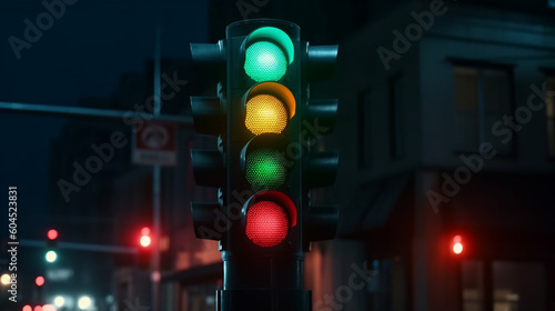Traffic light in the city. Generative Ai