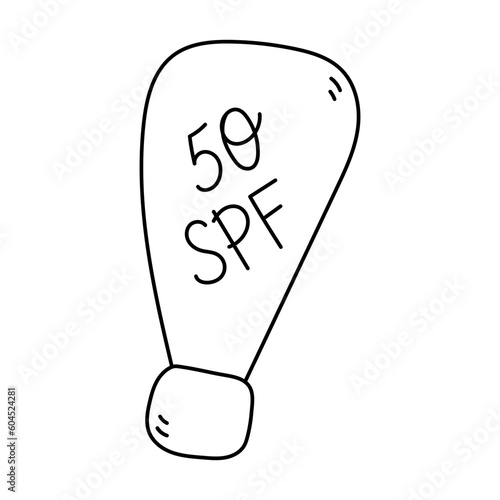 Doodle Tube of Sunscreen illustration. Summer vector illustration in Hand Draw style.