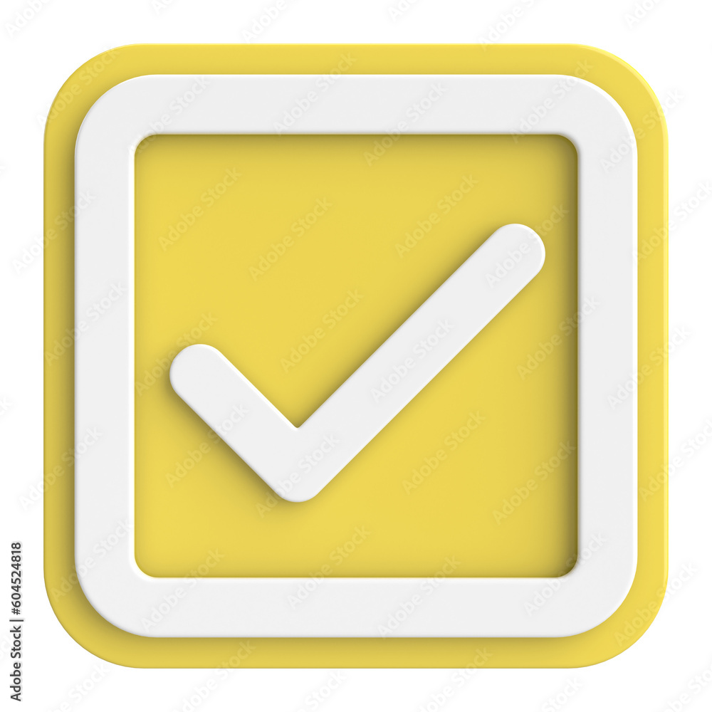 3D checkbox. Check mark. 3D illustration. 3D checkbox. Check mark. 3D illustration.