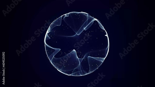 Wallpaper Mural Spherical equalizer for music with glitch effect. Round sound wave of particles. Musical abstract blue background. 3D rendering.	 Torontodigital.ca