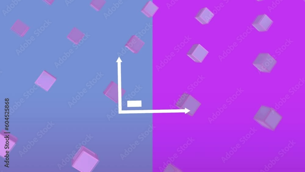 Animation of graph over moving 3d cubes against abstract background Animation of graph over moving 3d cubes against abstract background