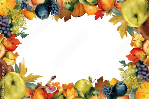 Autumn fruit frame  generated with AI.