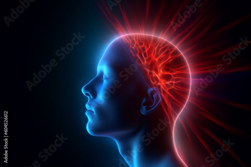 Abstract human headache illustration. Generative AI