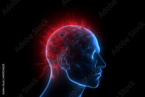 Abstract human headache illustration. Generative AI