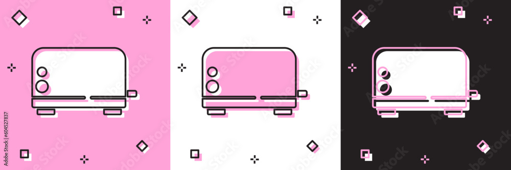 Set Toaster icon isolated on pink and white, black background. Vector Set Toaster icon isolated on pink and white, black background. Vector