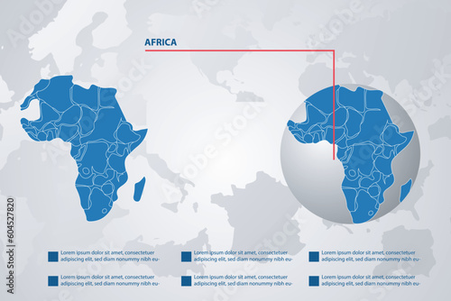 Africa country map with infographic concept and earth vector illustration