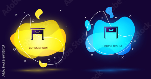 Black Furniture nightstand icon isolated on black background. Abstract banner with liquid shapes. Vector