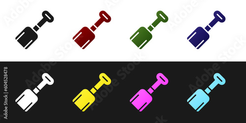Set Shovel toy icon isolated on black and white background. Vector