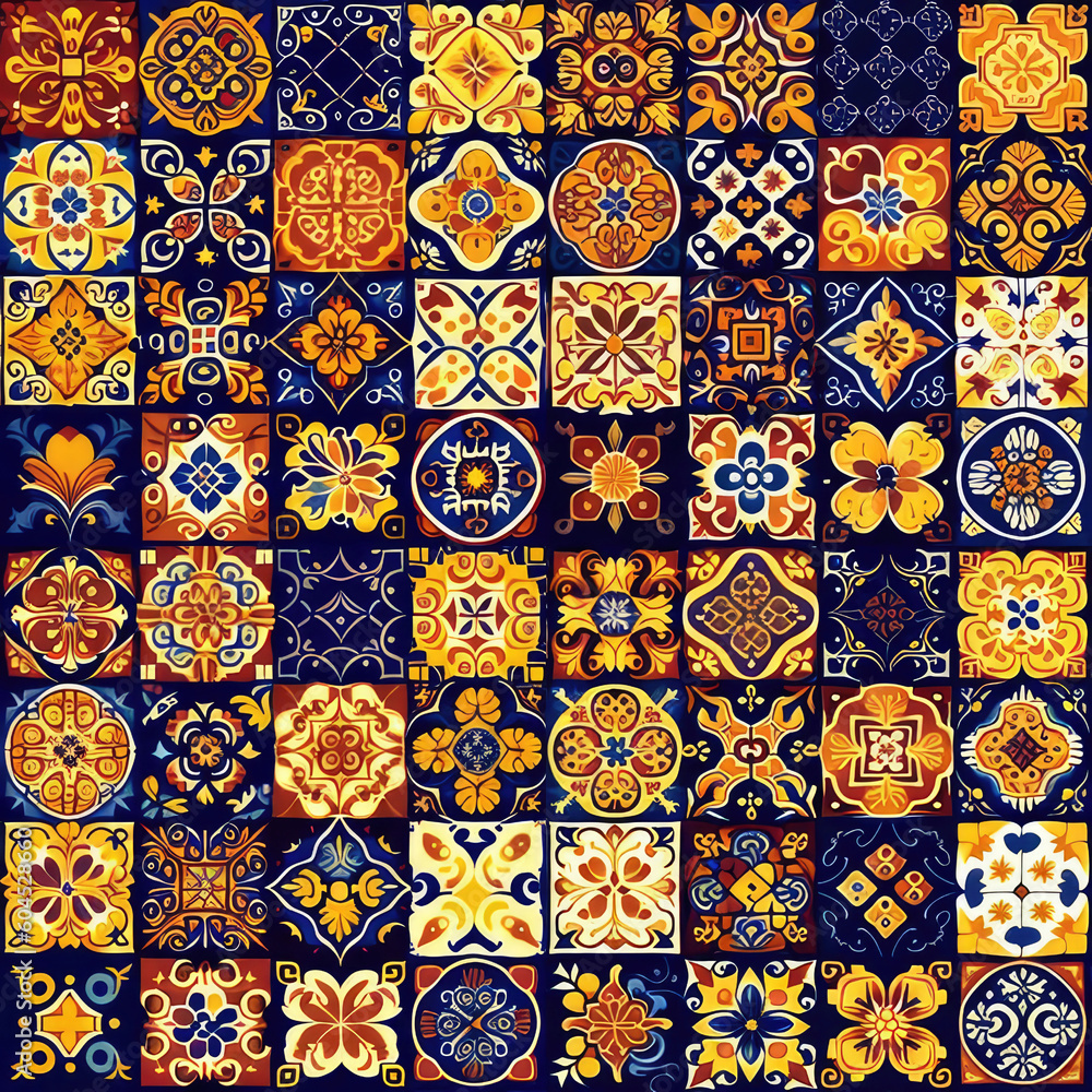 Vintage pattern background, Retro mosaic pattern patchwork rustic design