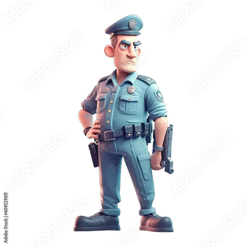 Confident law enforcement officer with uniform with handgun - Plasticine Illustration 2