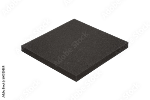Dark gray foam rubber board isolated on transparent background.
