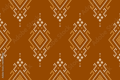 Nature vintages cross stitch traditional ethnic pattern paisley flower Ikat background abstract Aztec African Indonesian Indian seamless pattern for fabric print cloth dress carpet curtains and sarong