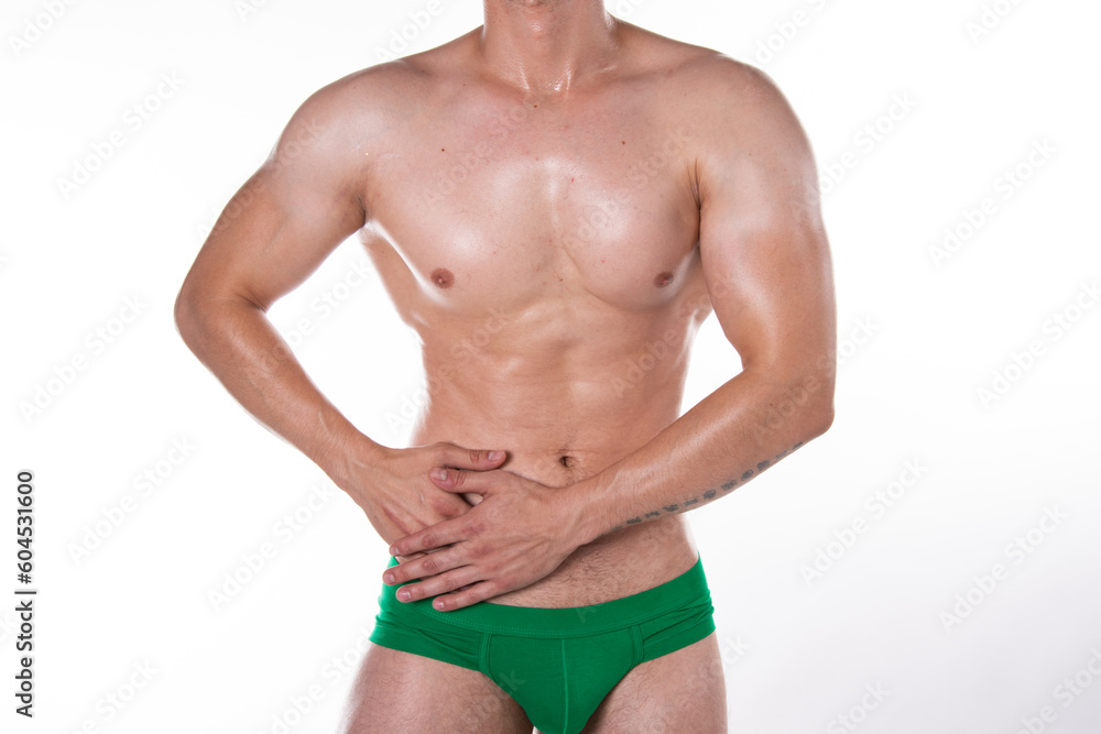Health problems. Man and pain. White background. Health problems. Man and pain. White background.