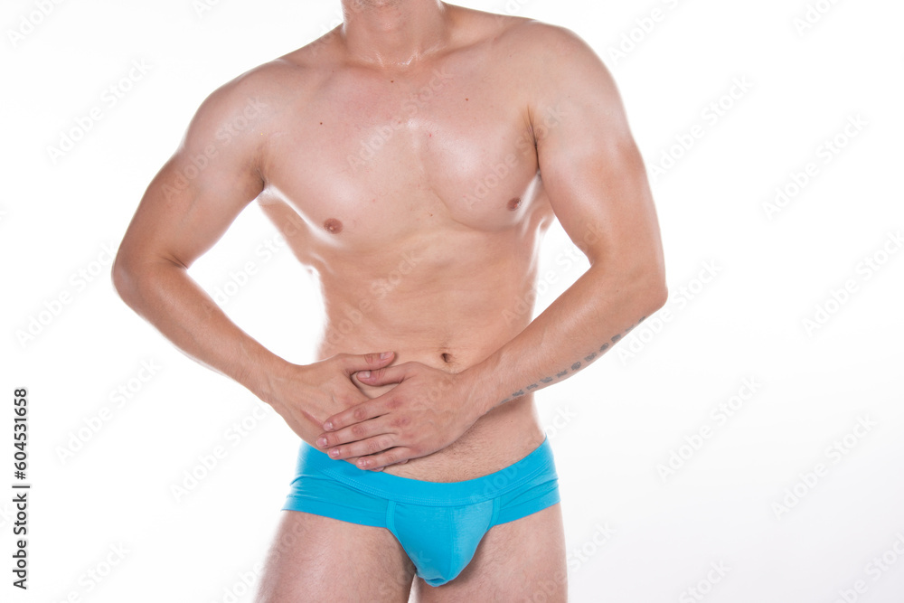 Health problems. Man and pain. White background. Health problems. Man and pain. White background.