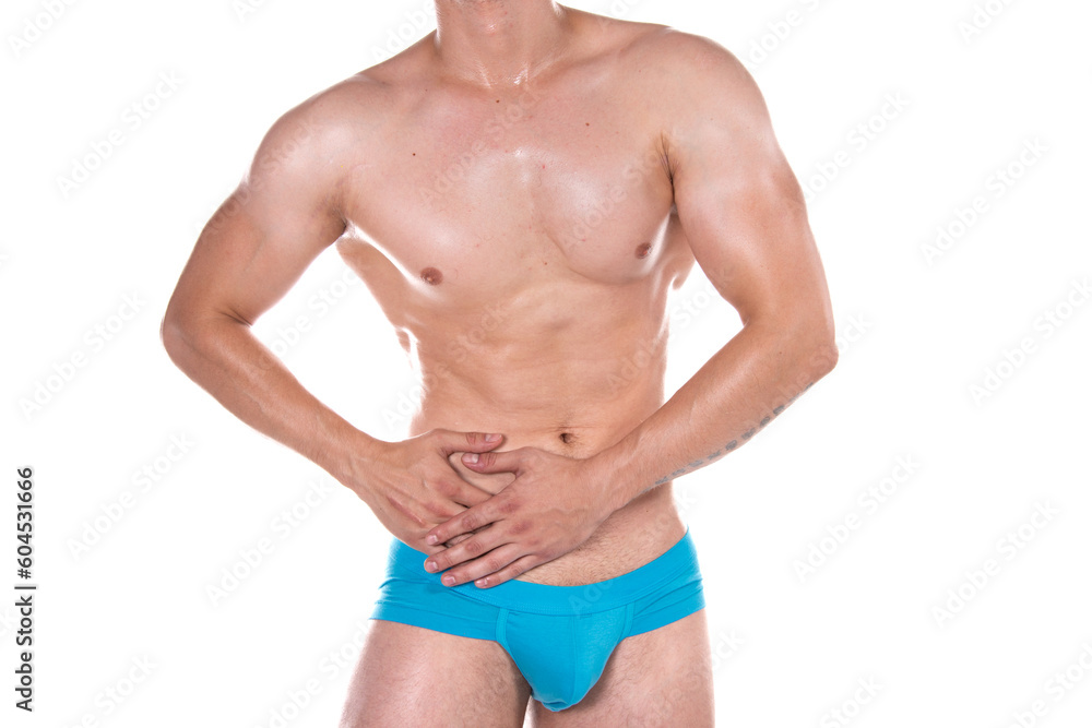 Fototapeta premium Health problems. Man and pain. White background.