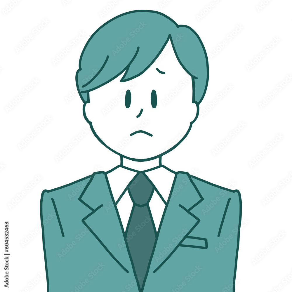 Illustration of a businessman with a troubled face Illustration of a businessman with a troubled face