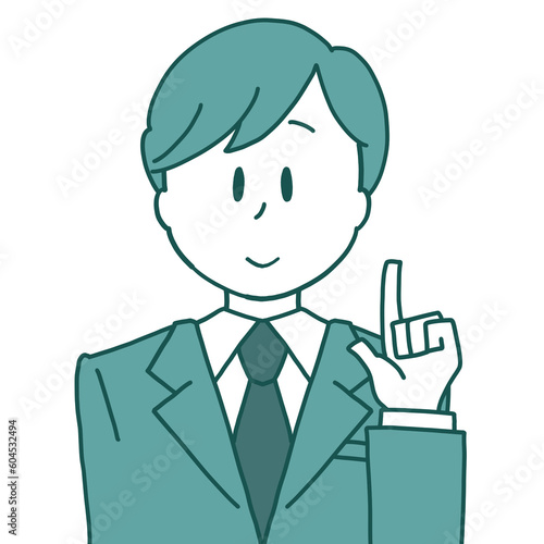Illustration of a businessman who raises his index finger