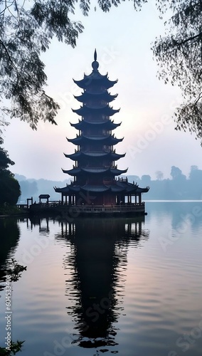 Hangzhou West Lake Leifeng Pagoda generative ai variation 3