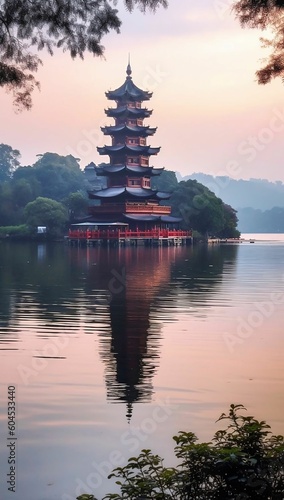 Hangzhou West Lake Leifeng Pagoda generative ai variation 8