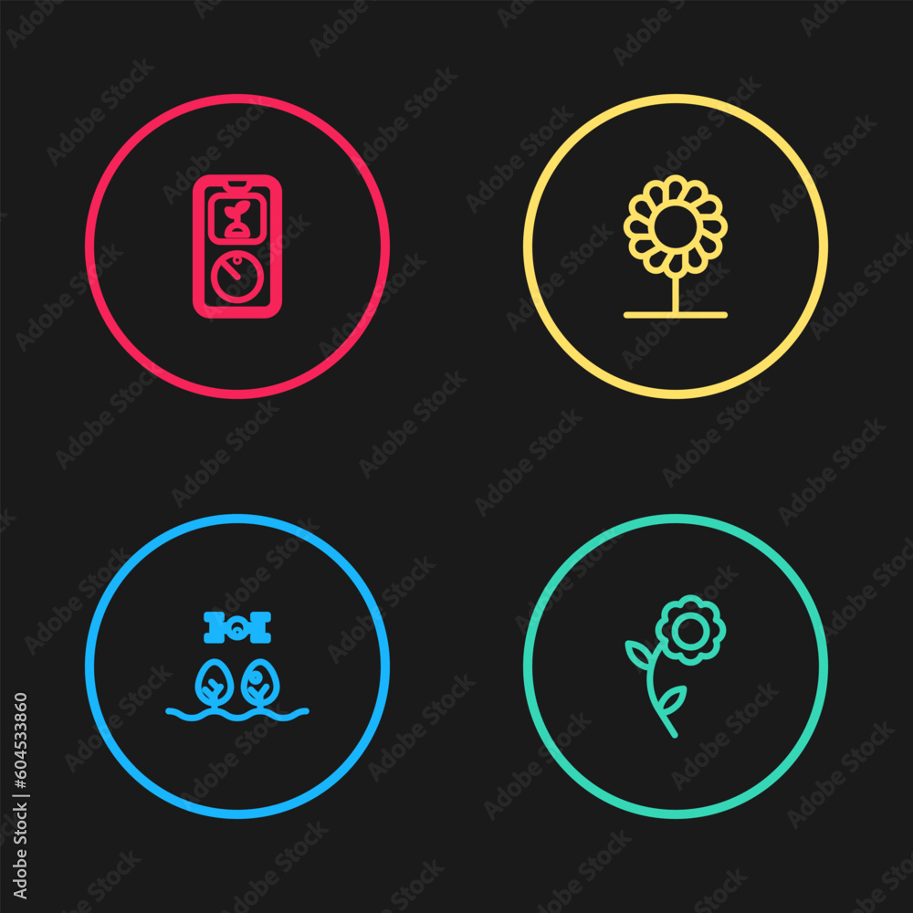 Set line Smart farm with drone, Flower, and farming technology icon. Vector Set line Smart farm with drone, Flower, and farming technology icon. Vector