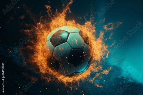 Soccer ball flame. Generate Ai photo