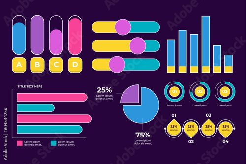 Screen with HUD interface elements set in control infographic digital illustration