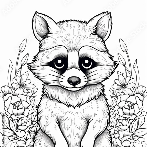 Coloring page for kids cute fox photo