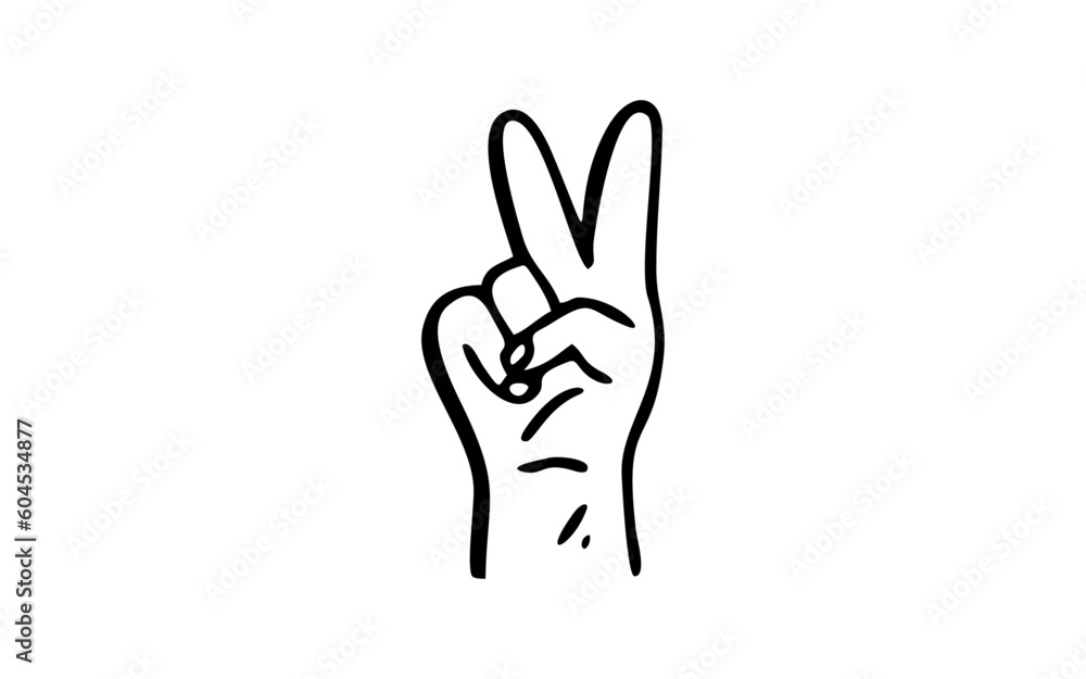 TWO FINGER Doodle art illustration with black and white style. TWO FINGER Doodle art illustration with black and white style.