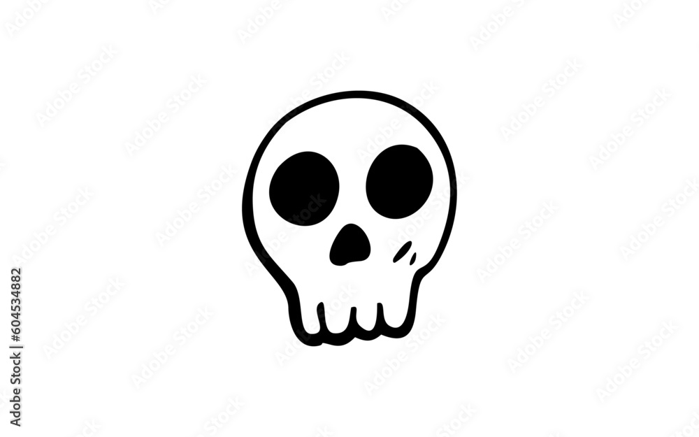 SKULL Doodle art illustration with black and white style. SKULL Doodle art illustration with black and white style.