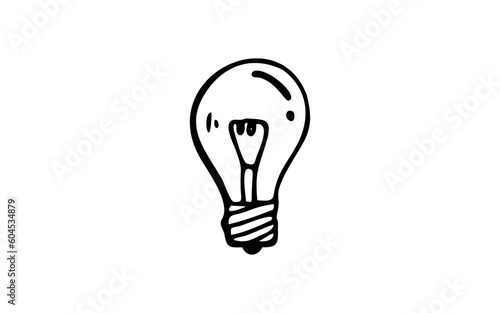 A BULB Doodle art illustration with black and white style.