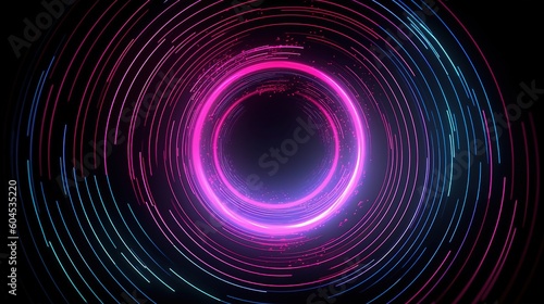 display of neon lines spinning around a mysterious and intriguing black hole