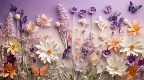 Spring summer background of beautiful flowers. Generative AI image © Анастасия Каргаполов