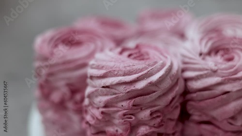 Wallpaper Mural marshmallows with blackberries taste in box or kitchen tiles,towel.zephyr in whisk or for,sugar powder.woman pouring tea in cup open box with many sweets.homemade handmade dessert. 4k close up texture Torontodigital.ca