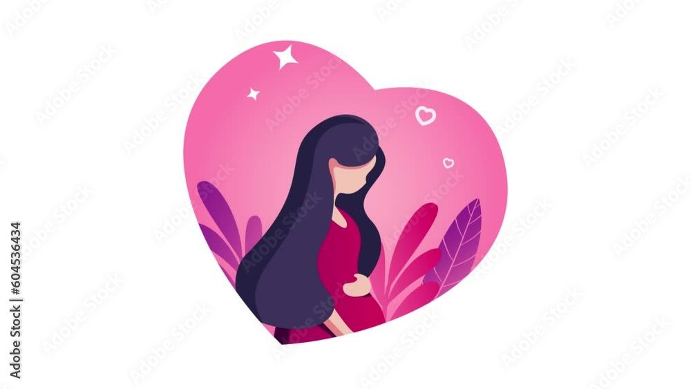 Pregnant woman animation stroking her tummy, Celebrate Mothers Day Pregnant woman animation stroking her tummy, Celebrate Mothers Day