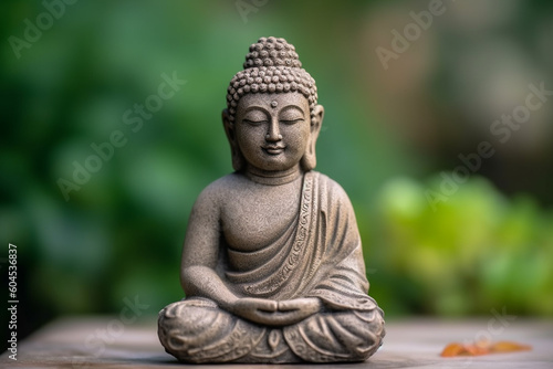 Buddha image in peaceful meditation pose with copy space concept for buddhism holidays and religion  generative AI