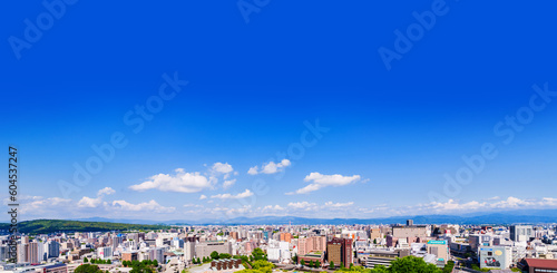 Fototapeta Naklejka Na Ścianę i Meble -  熊本 市街 の パノラマビュー 【 九州 熊本市 の 都市風景 】