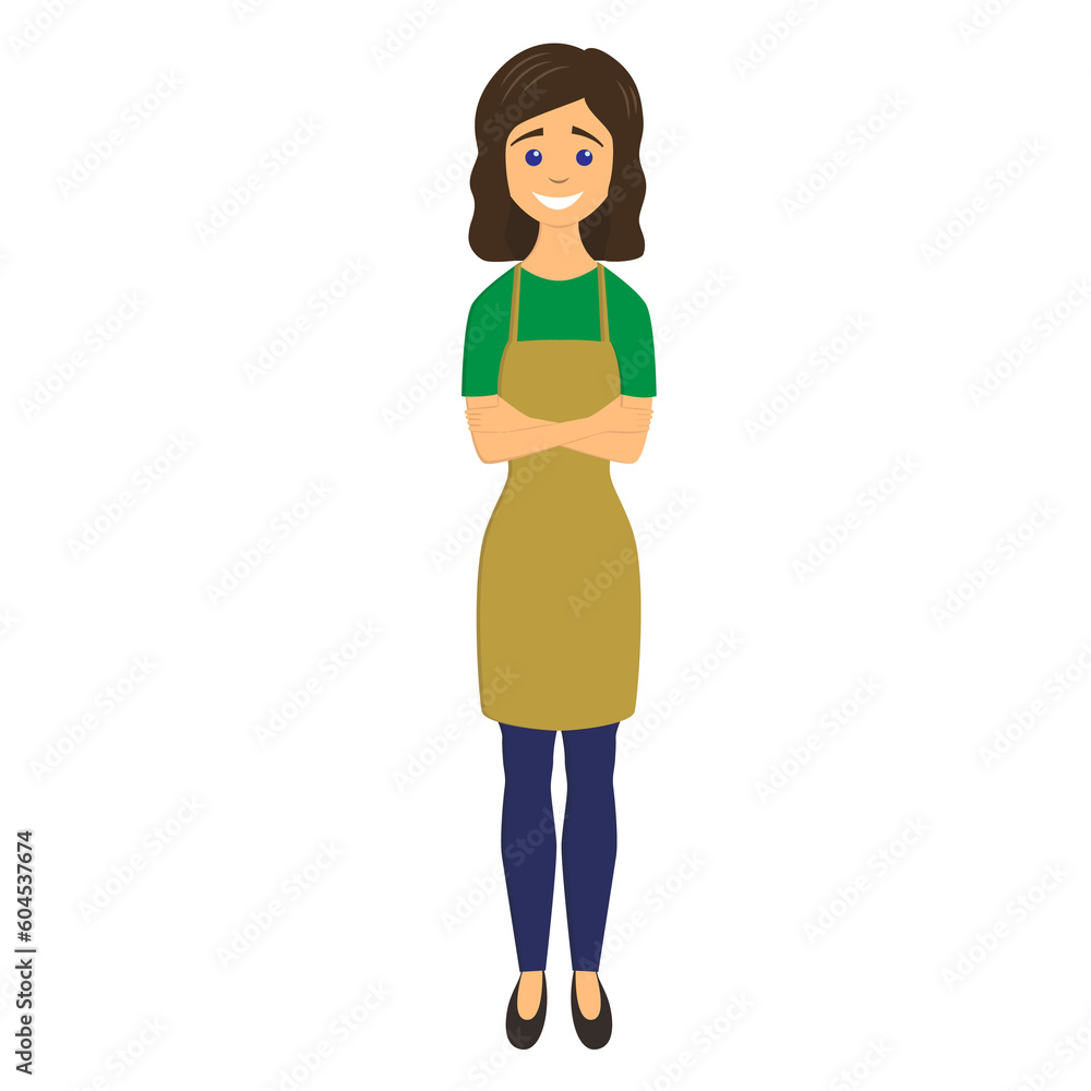 Barista. Young woman with an apron. Character Illustration on transparent background Barista. Young woman with an apron. Character Illustration on transparent background