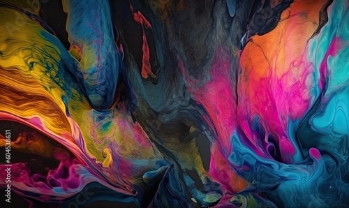 Vibrant backdrop made of swirling liquid ink. Creating using generative AI tools