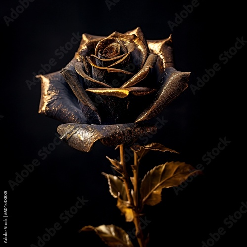 Black rose with golden edges black backround © Cipriancuptor