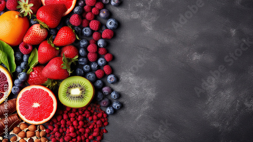 Clean healthy food of fruits