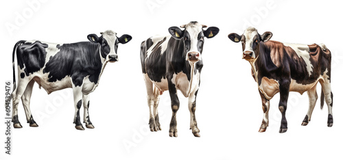 Black and white cow isolated transparent background