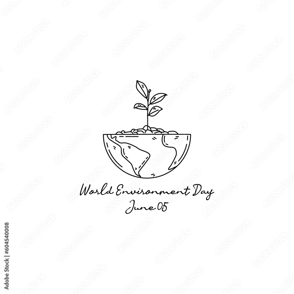 Fototapeta premium line art of world environment day good for world environment day celebrate. line art. illustration.
