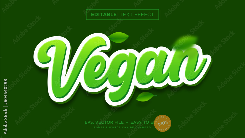 3D vegan editable text effect