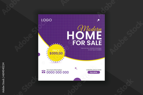 Modern and creative real estate House or square social media post template