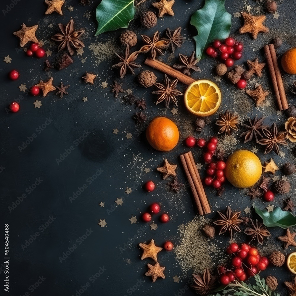 Christmas and New Year background. Festive seasonal Christmas bright background. Holiday poster and banner, greeting card. generative ai