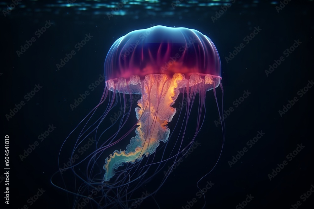 Radiant Aquatic Symphony: Colorful Painting Art of a Glowing Jellyfish, colorful, painting, art, glowing jellyfish, underwater, marine life, ocean, sea, jellyfish painting, Radiant Aquatic Symphony: Colorful Painting Art of a Glowing Jellyfish, colorful, painting, art, glowing jellyfish, underwater, marine life, ocean, sea, jellyfish painting,