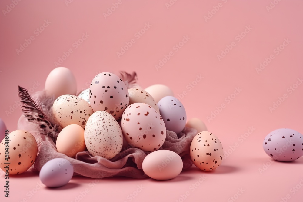 Easter Delights: Composition of Vibrant Easter Eggs on a Soft Pink Pastel Background, easter, easter eggs, pink, pastel background, festive, spring, tradition, vibrant, colorful, Easter Delights: Composition of Vibrant Easter Eggs on a Soft Pink Pastel Background, easter, easter eggs, pink, pastel background, festive, spring, tradition, vibrant, colorful,