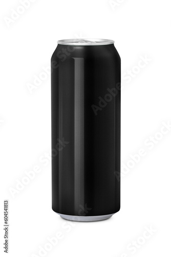 Black 500ml and aluminium can, isolated on a transparent background
