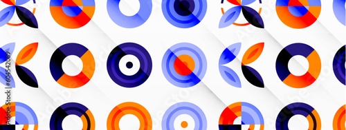 Colorful circles in a grid composition abstract background. Design for wallpaper, banner, background, landing page, wall art, invitation, prints, posters